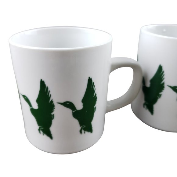 Goudchaux Maison Blanche Green Ducks Coffee Mugs Vintage 1980s Set 2 - Picture 5 of 9